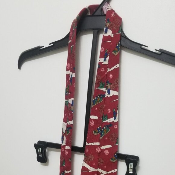 great gift: EUC textured red wintery silk Milano tie - Picture 4 of 6